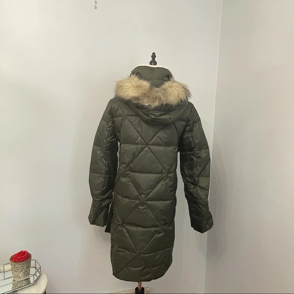 Lauren Ralph Lauren Faux Fur Trim Hooded Puffer Jacket In Litchfield Loden NWT - Picture 11 of 16
